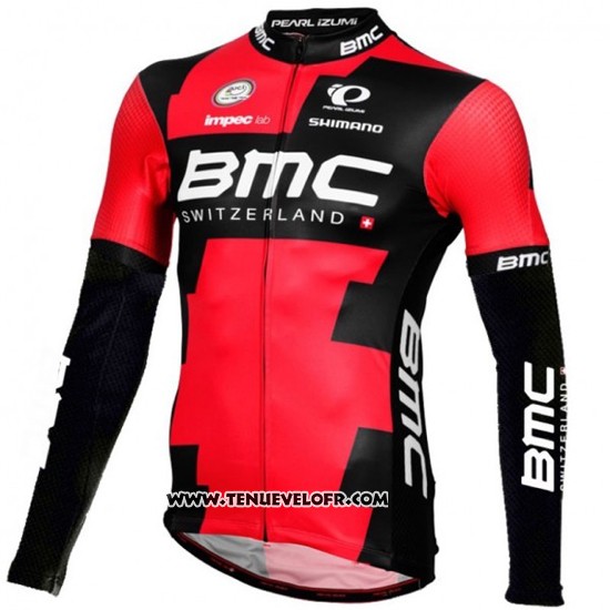2016 Maillot Ciclismo BMC Noir et Rouge Manches Longues et Cuissard